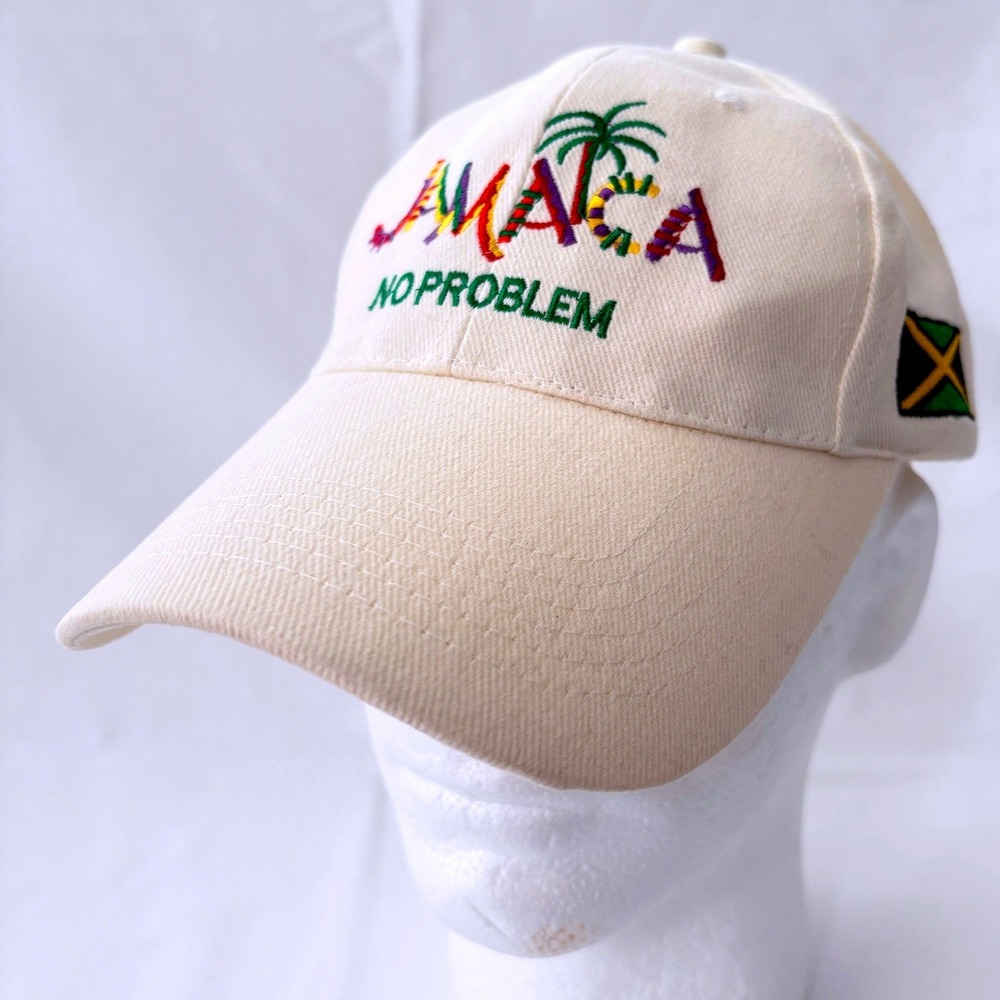 Jamaica No Problem Cap OS Cream Embroidered Adjustable Dad Hat Souvenir